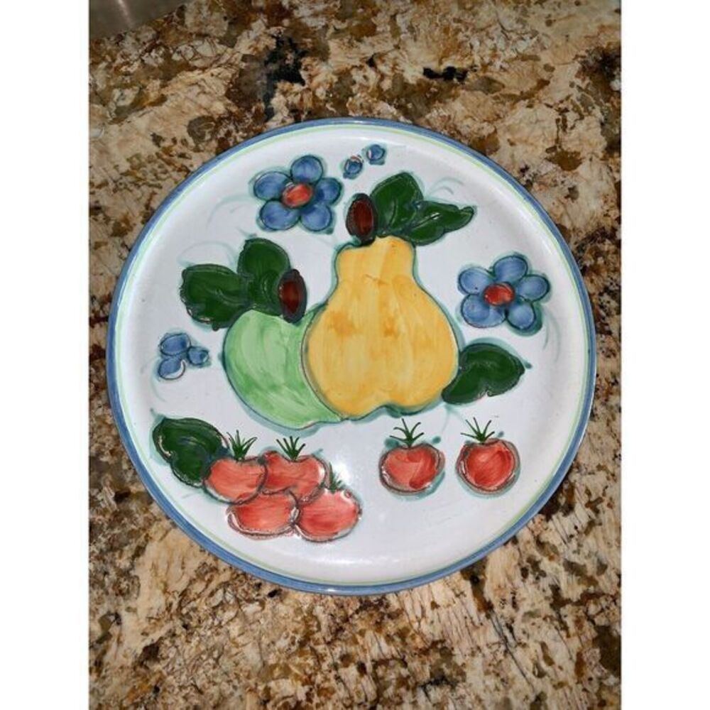 11" Hand Painted Stoneware Plates‎ Italy MARTA Fruit Pears Tomatos
